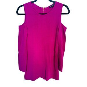 INC Medium Magenta Knit Top 3/4 Sleeve Viscose/Nylon Cold Shoulder